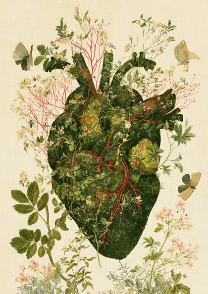 Botanical Heart Anatomy Illustration Print