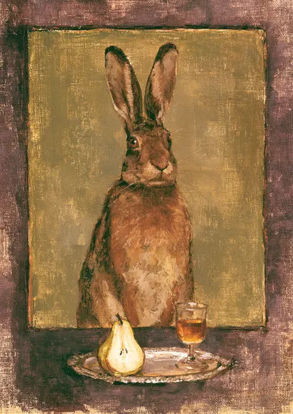 Hare Still Life with Pear and Glass Poster